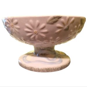 Vtg Compote Pedestal Bowl "Loves Me" By Deb Mores